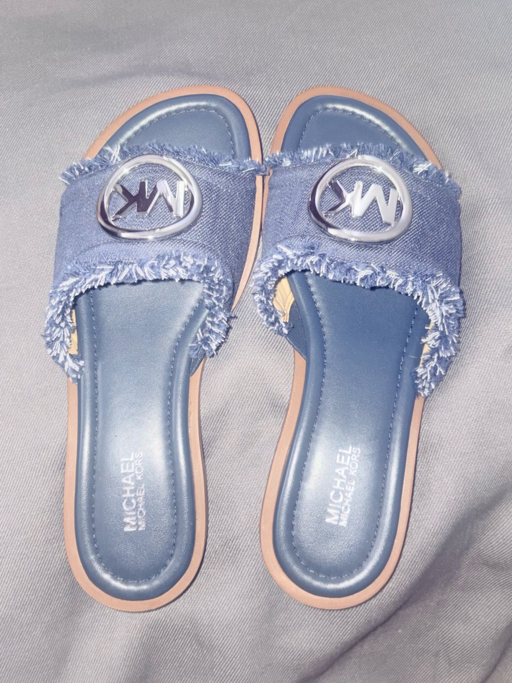 Michael Kors Blue Denim Slide Sandals